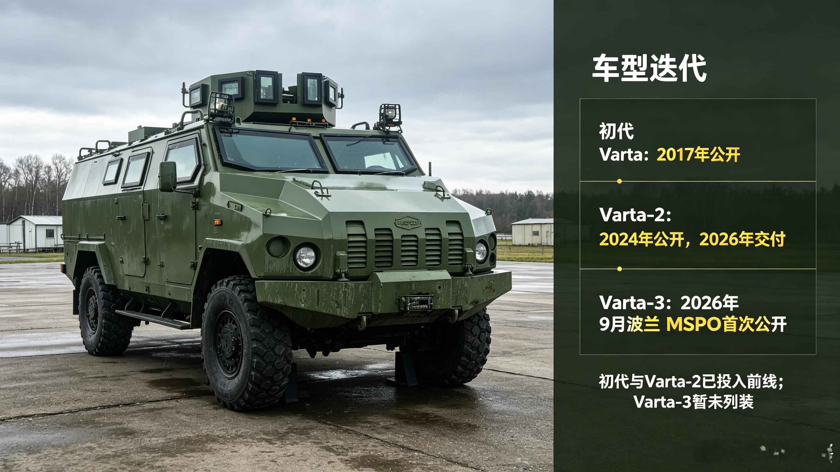 乌克兰瓦尔塔Varta，是一款4×4轮式防地雷装甲运兵车。初代版本2017年亮相