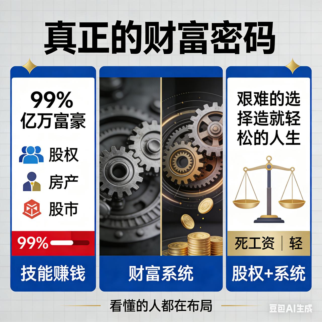 真正的财富密码：99%的亿万富豪都在玩这套别再死磕技能了！你有没有发现一