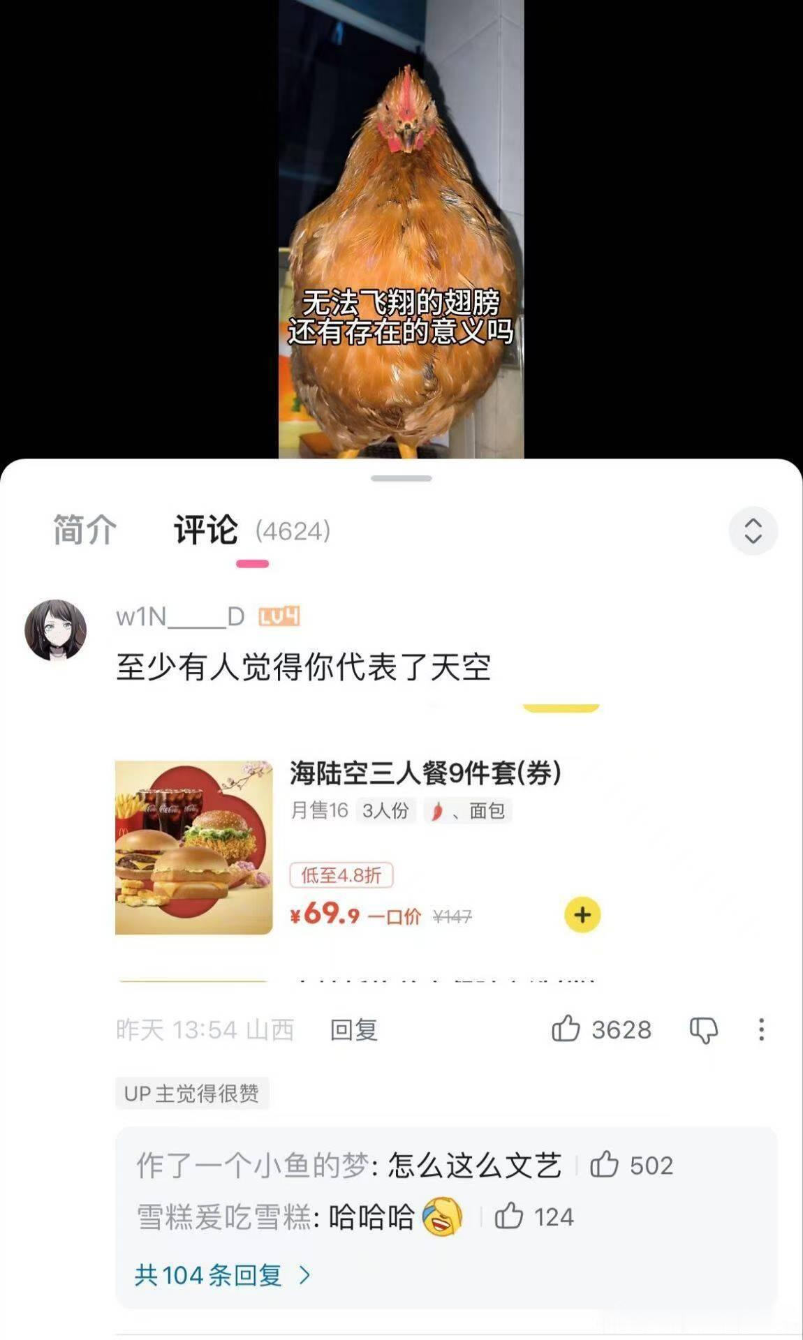 鸡：你是文艺了，想过我的感受吗？