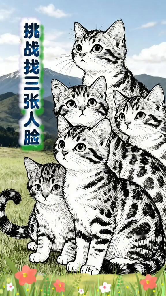 终极眼力挑战：找三张人脸。终极眼力挑战途中竟暗藏三张人脸，位置极其刁钻，堪称人