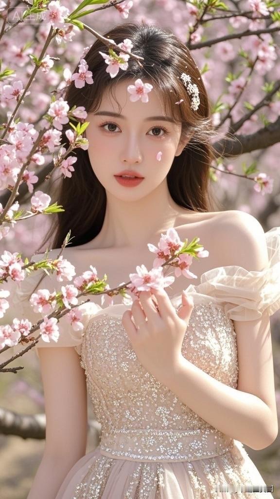 樱花树下，仙女般的她，闪闪发光✨