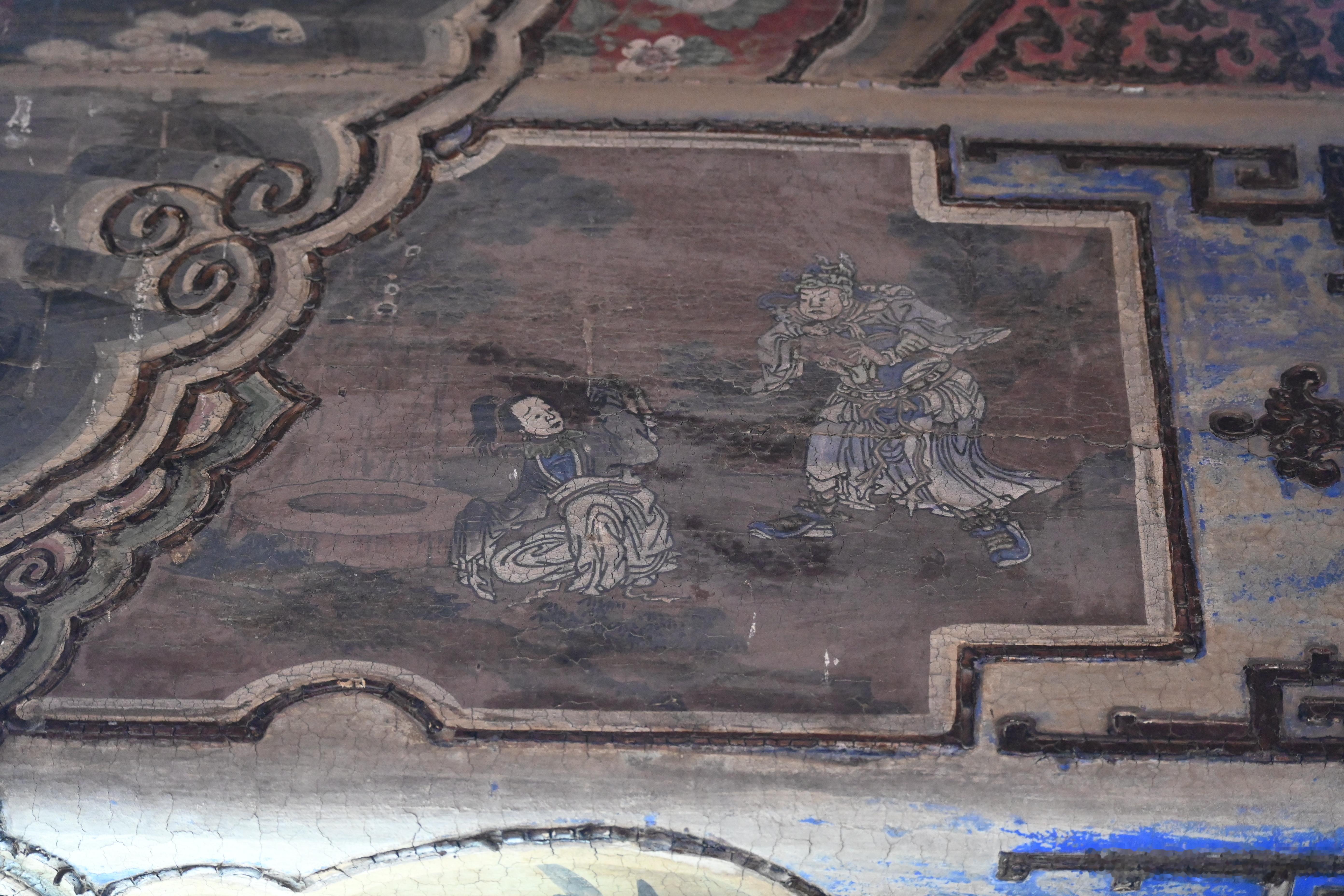 故宫苏画故事聚锦画《三国演义》，长坂坡，糜夫人投井，赵云保全阿斗。翊坤宫后檐​