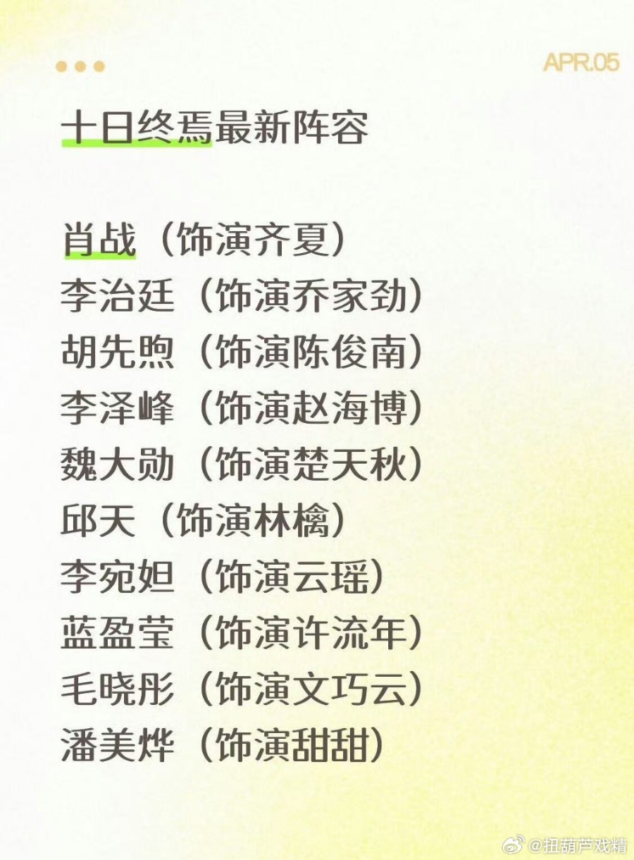 十日终焉的阵容都是美女呀，我放心了