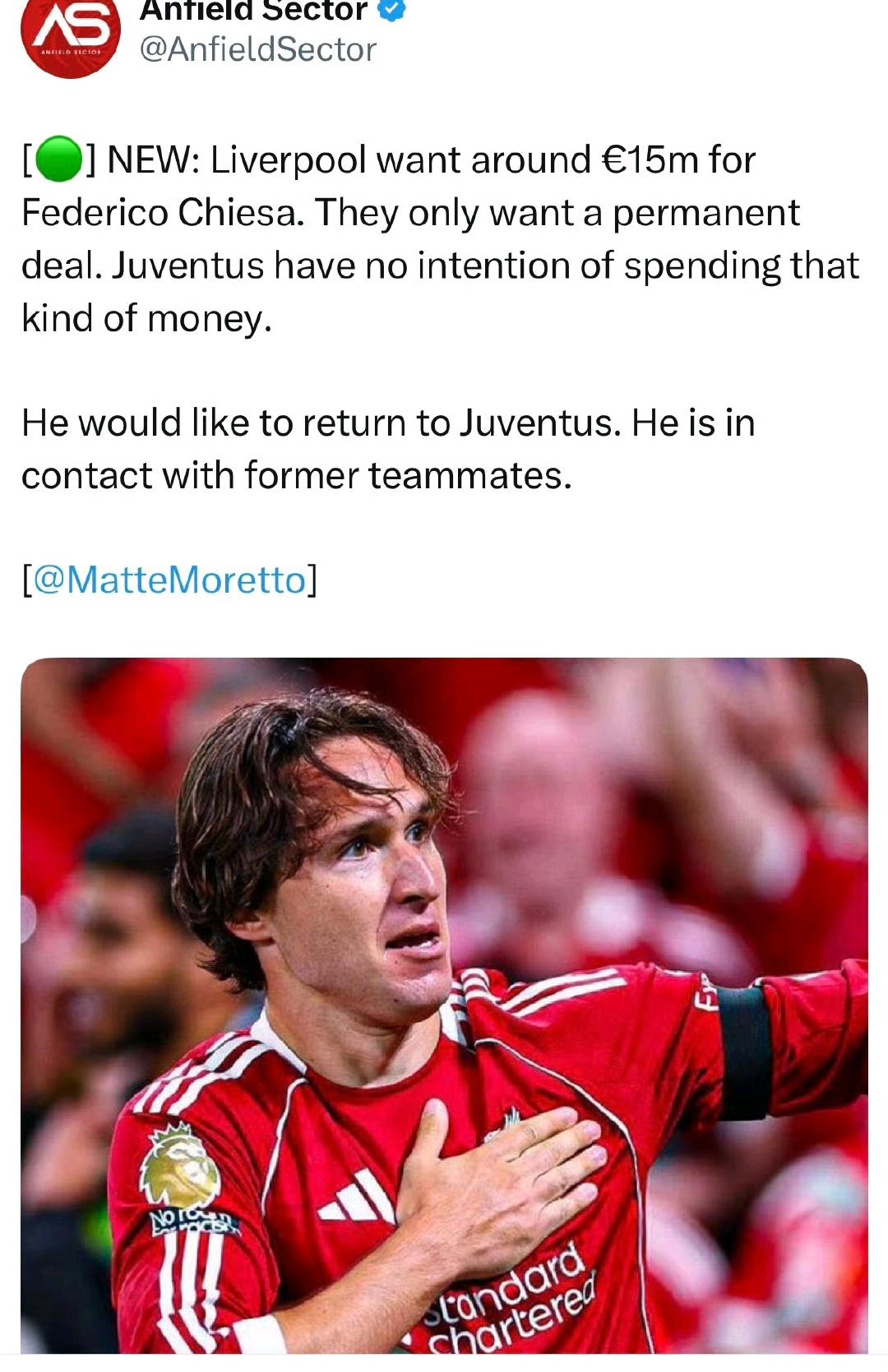 利物浦想卖掉基耶萨1500万欧元，尤文图斯想白嫖！隔壁巴萨也想白嫖拉什福德，