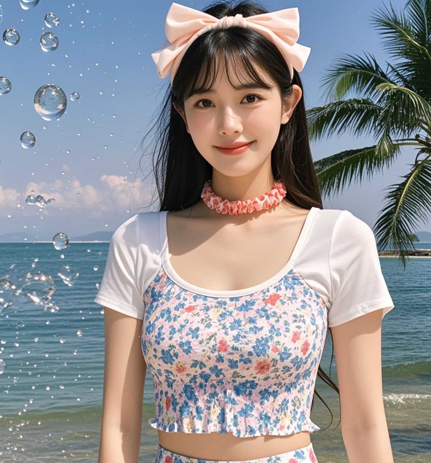 性感少妇沙滩漫步，比基尼勾勒完美身材