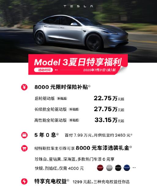 谁说特斯拉不急？现在又是5年零利息，又是8000保险补贴，还有8000车漆优惠加