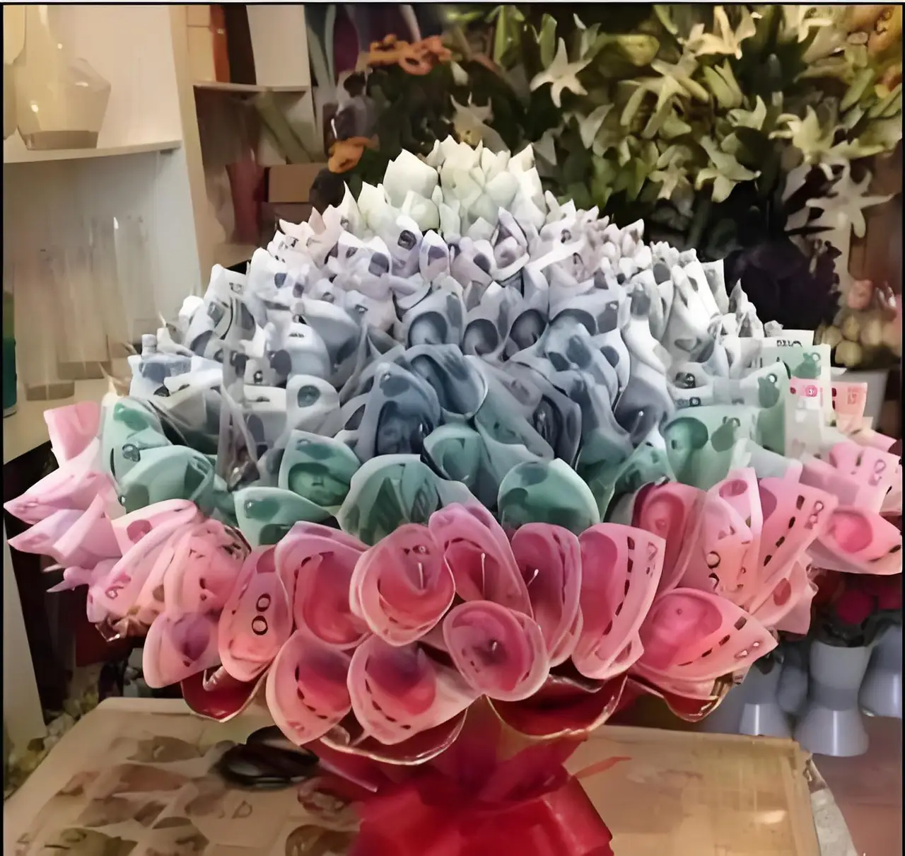 谈到彩礼，就想起了“万紫千红一片绿”的谚语，这是之前起源于山东菏泽的彩礼俗语，由不同面额纸币组成的彩