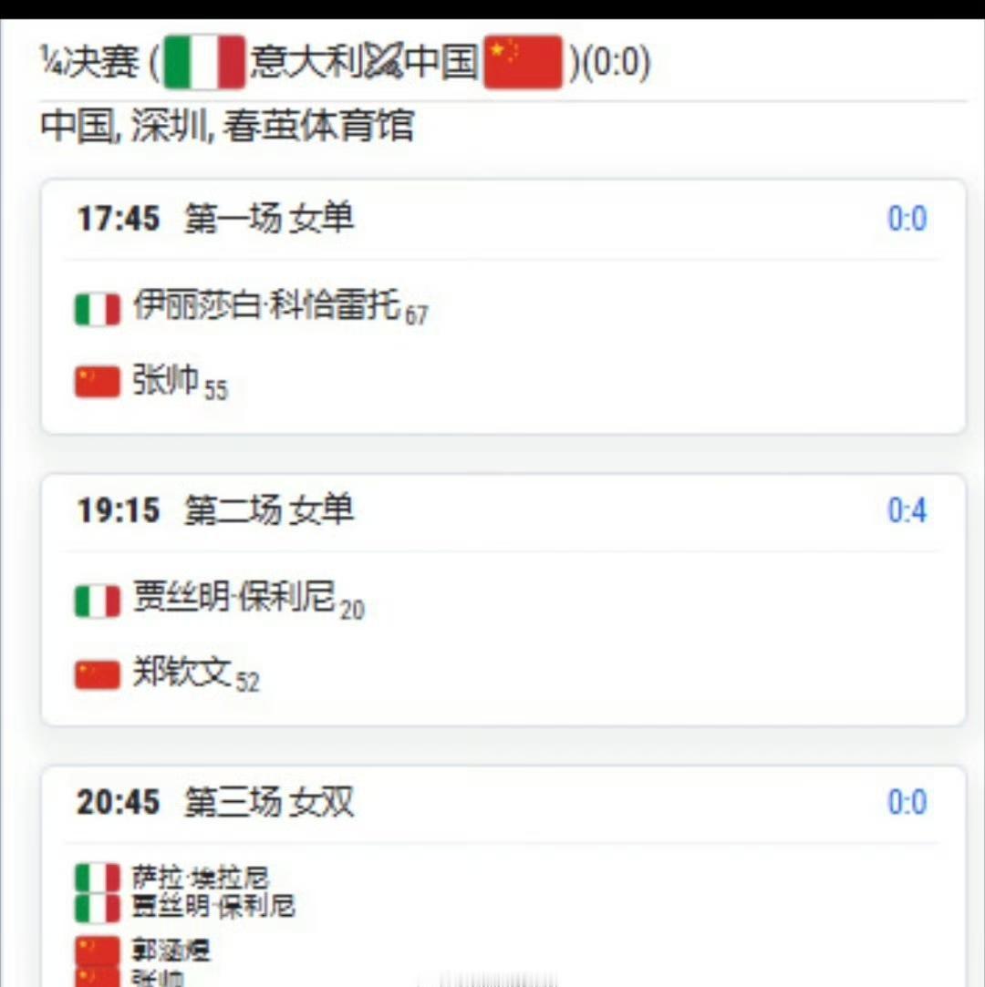 比利简金杯中国队开门红！张帅火力全开6-0/6-2送蛋横扫科恰雷托，助中国队1-