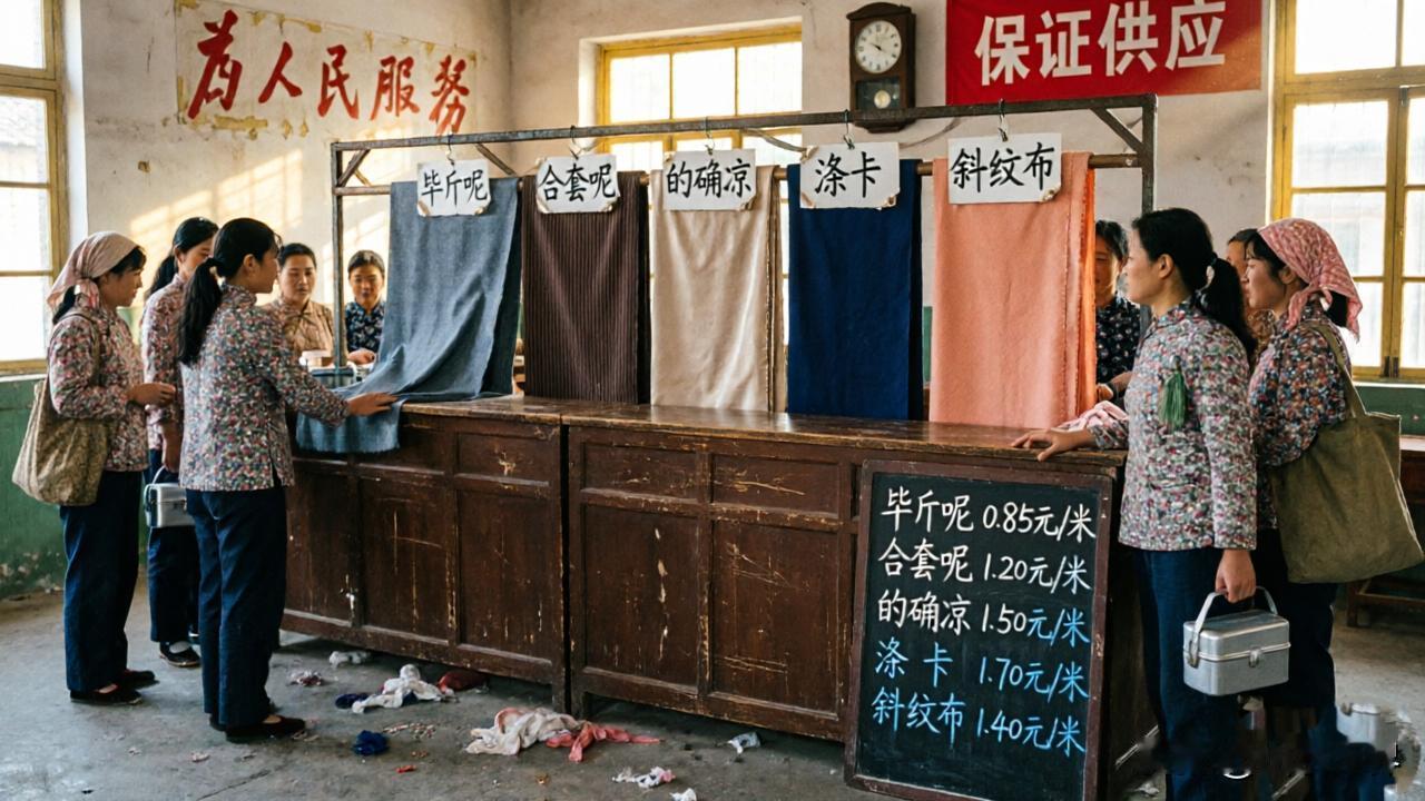 生产队时期，供销社的布匹柜台总是围满了人。毕斤呢的厚实、合套呢的软糯、的确凉的挺