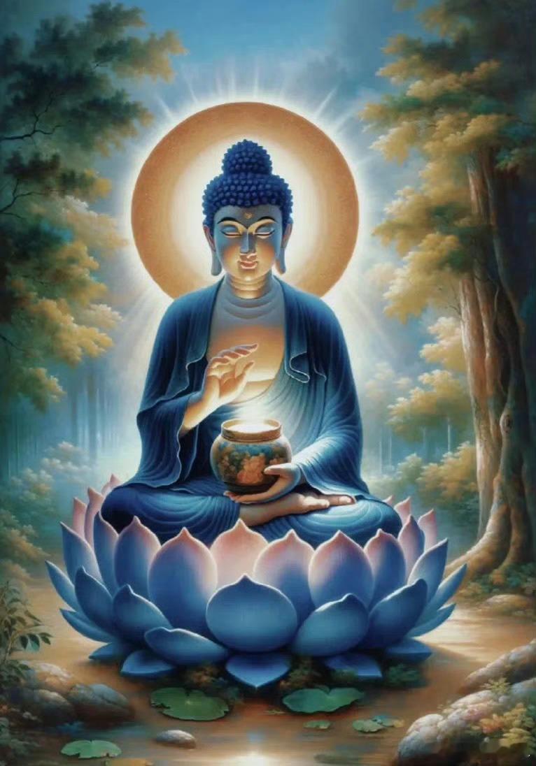 【药师佛灌顶真言】南谟薄伽伐帝。鞞杀社。窭噜薛琉璃。钵喇婆。喝啰阇也。怛他