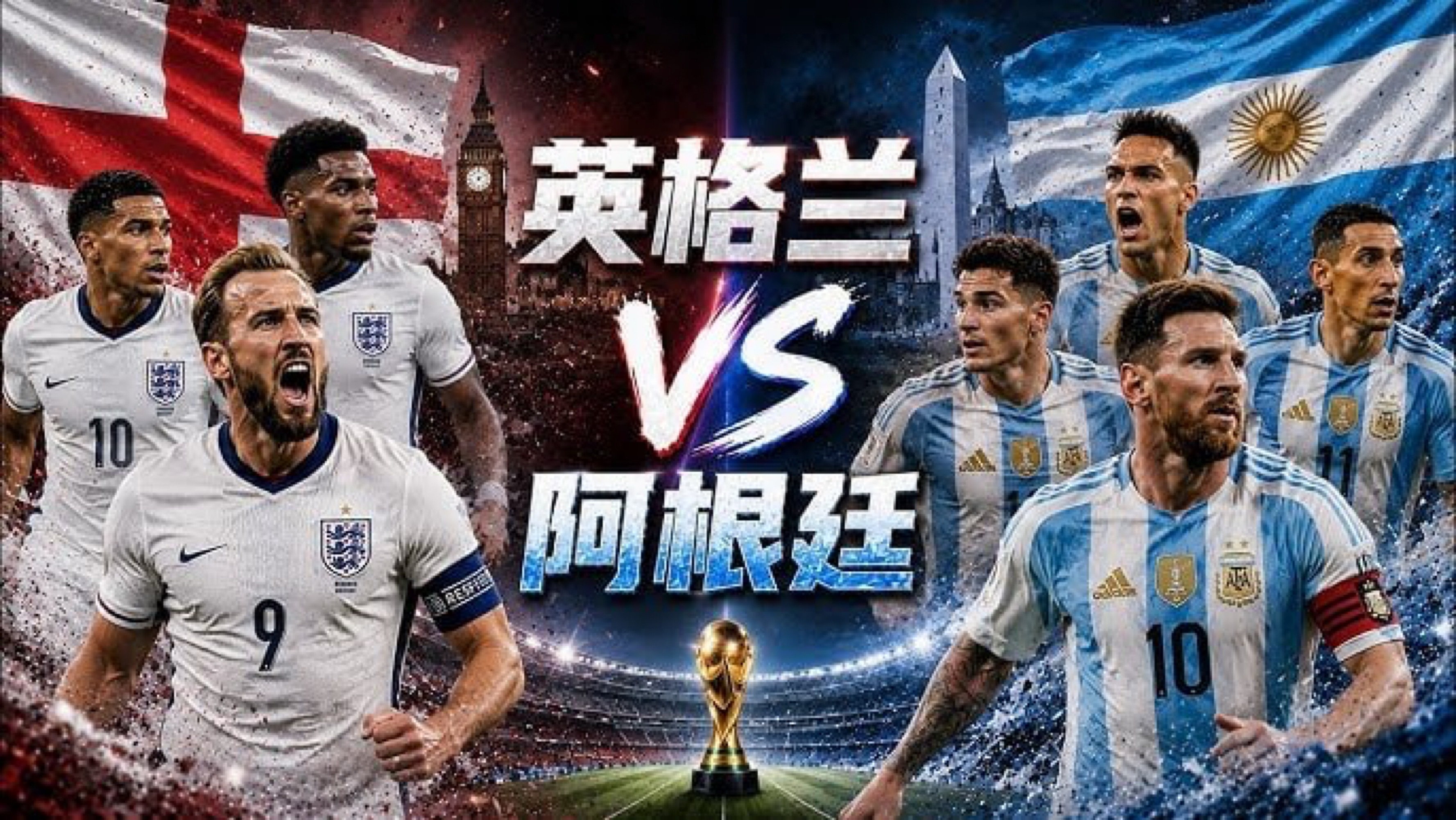 英阿巅峰半决赛！青春风暴对阵卫冕之师102英格兰vs阿根廷走势：英格兰0格
