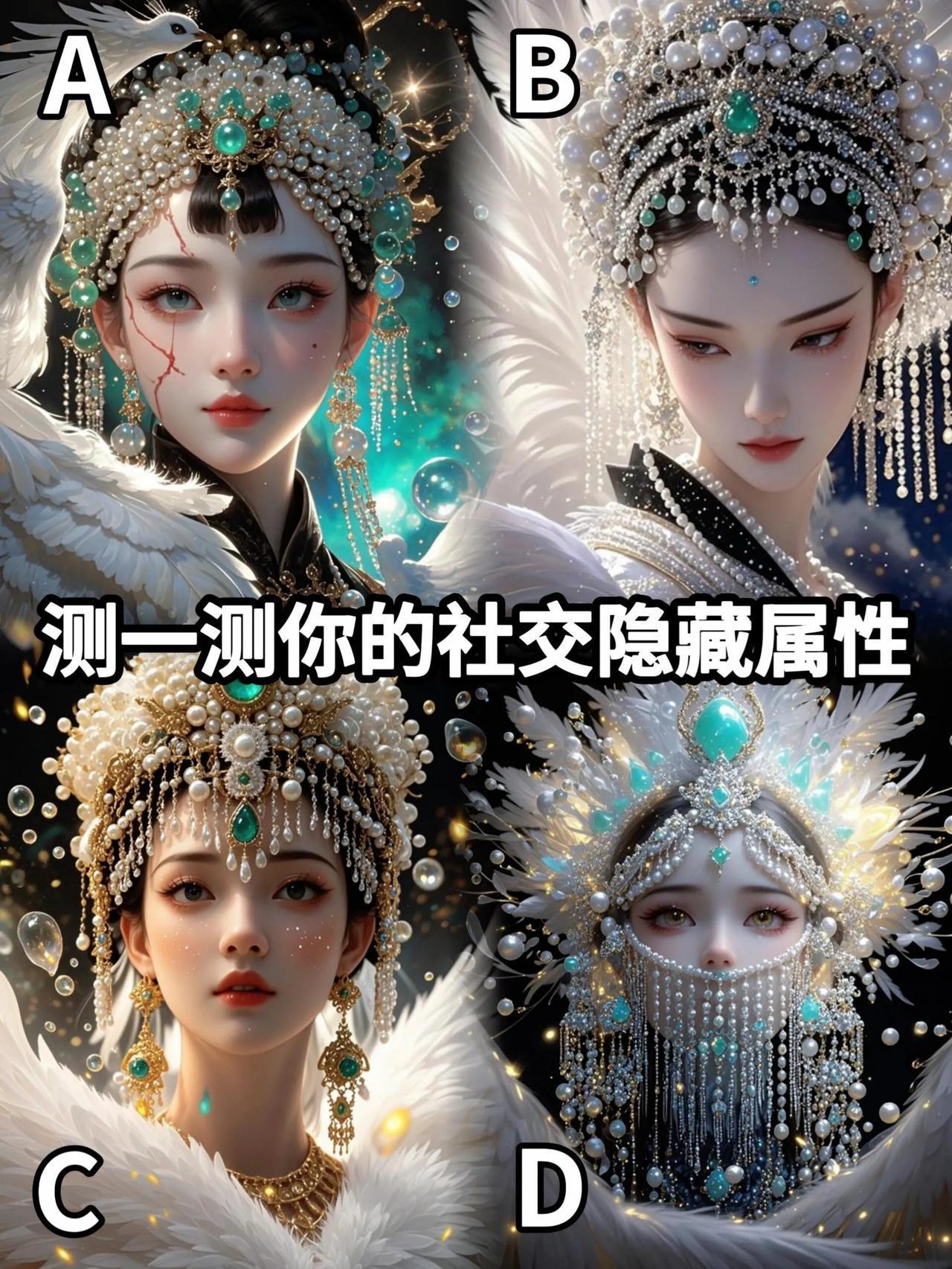 测测看你的社交隐藏属性？？？古风女神暴露你的性格密码！下面四幅图的女生神，