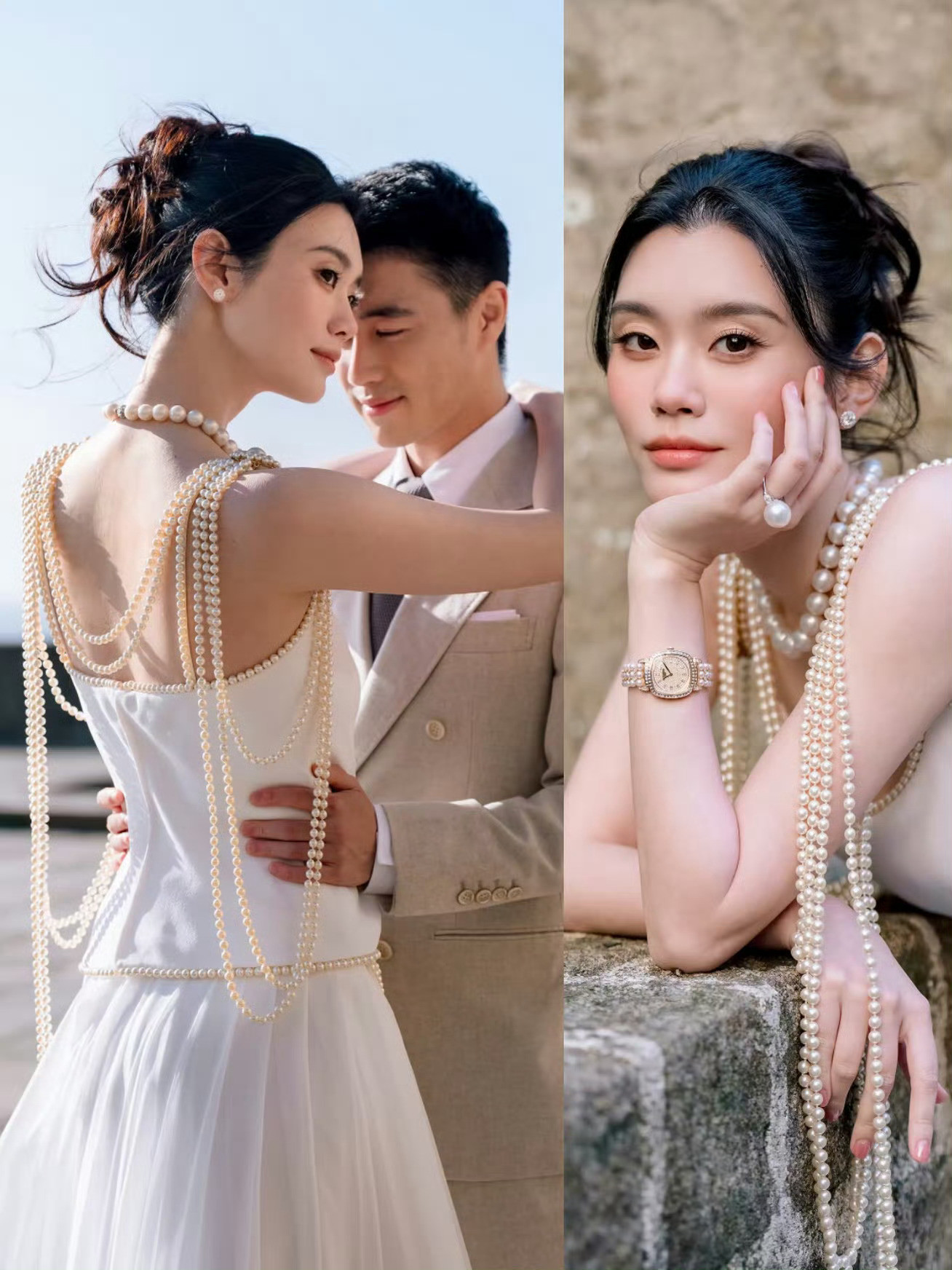 奚梦瑶戴了婆婆的珍珠项链豪门婆媳的传承式穿搭美学奚梦瑶佩戴婆婆何超琼同款珍珠项链