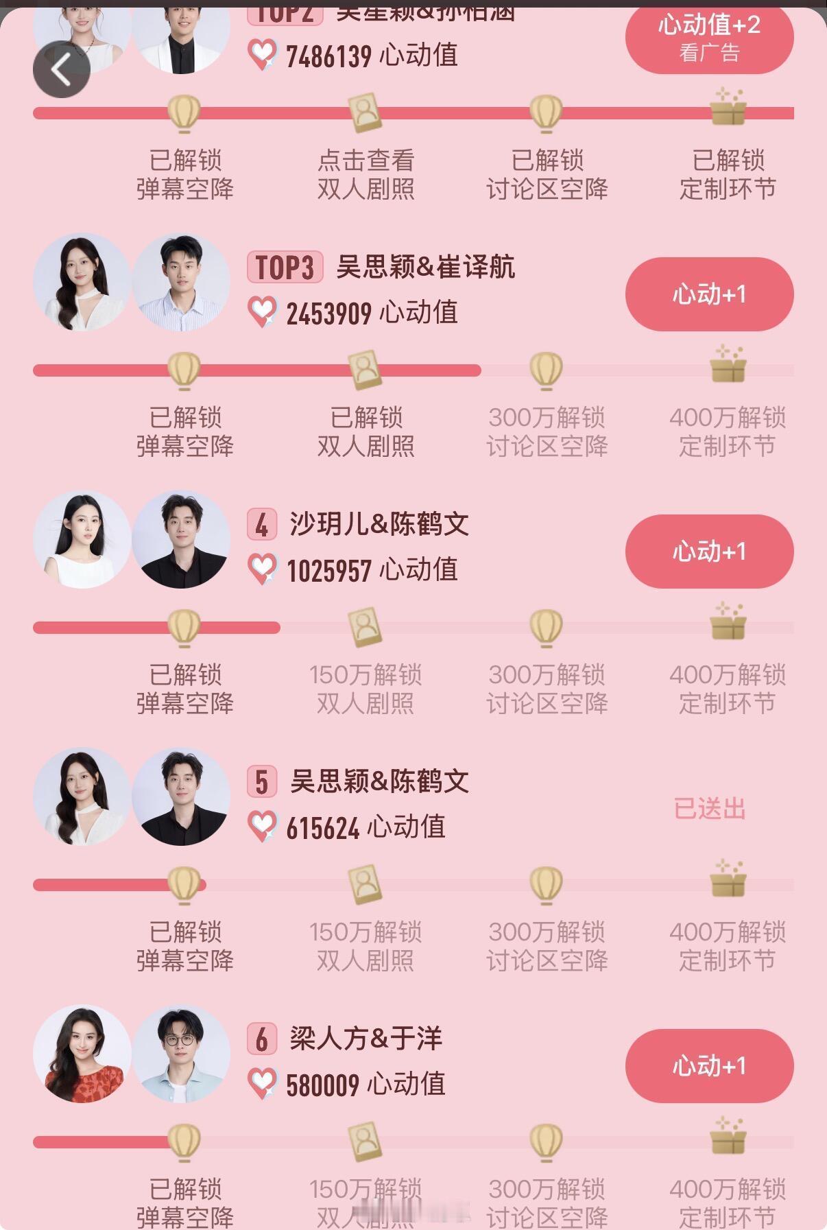 心动的信号思文批不语，只是一味的看广告，已经从第七升到第五了吴思颖‖陈