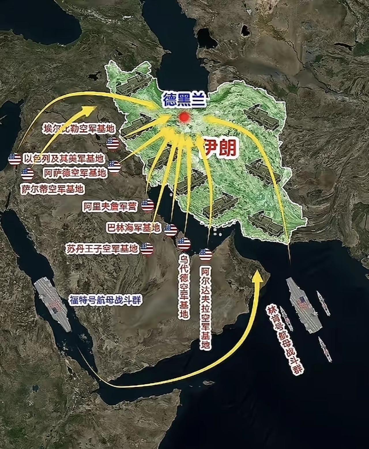 伊朗还在等什么？民用卫星图已经告诉伊朗，美军基地停满了F35战机，巨型加油机，E