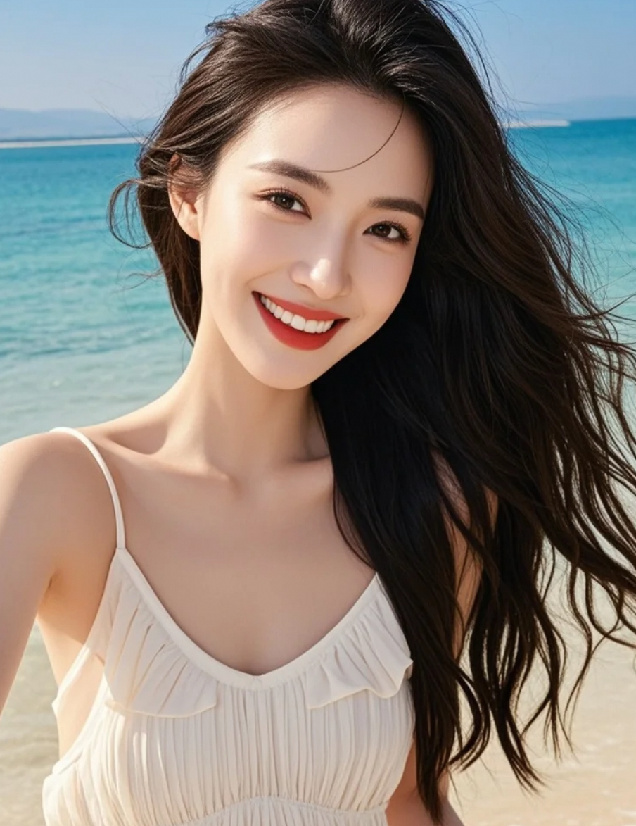 沙滩上的她，是最美的存在