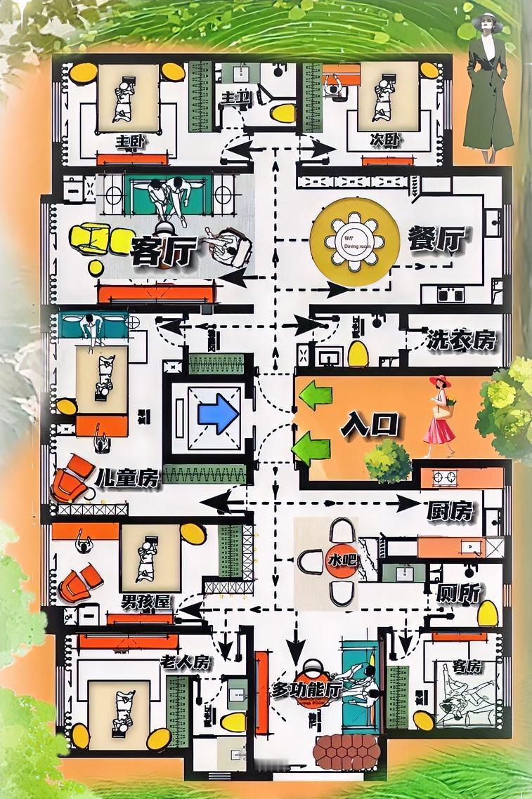 真厉害的双拼宅，不拼端景，拼出六居房，260㎡一半喜一半忧，动线上足缝缝又补补