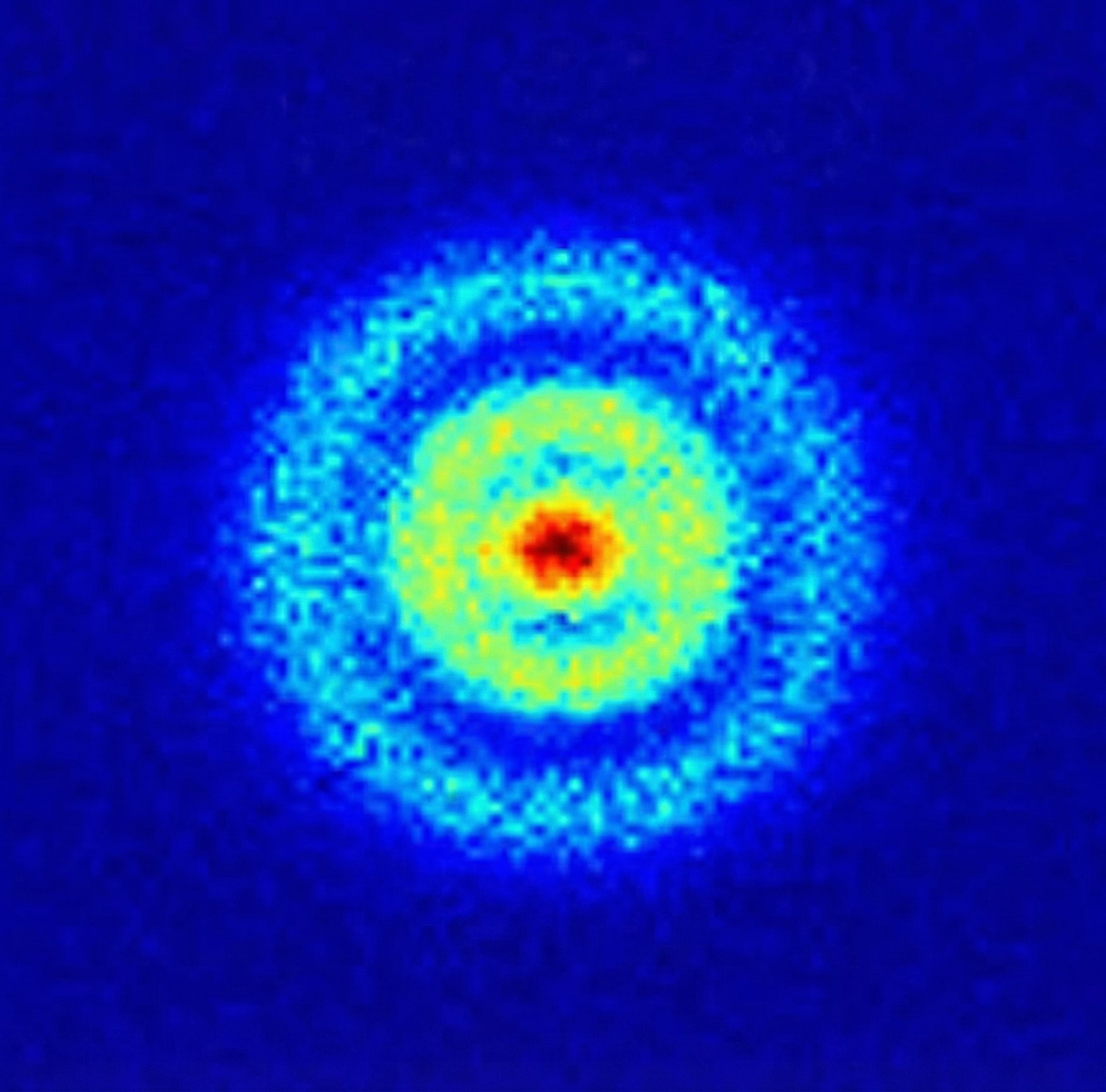 这是有史以来第一张电子轨道图像。你实际上是在观察氢原子的内部结构。