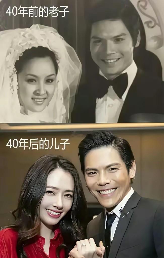 父子俩脸像一个模子刻的，真不是瞎说。基因早把眉骨、下巴的形状抄了一遍，72%的