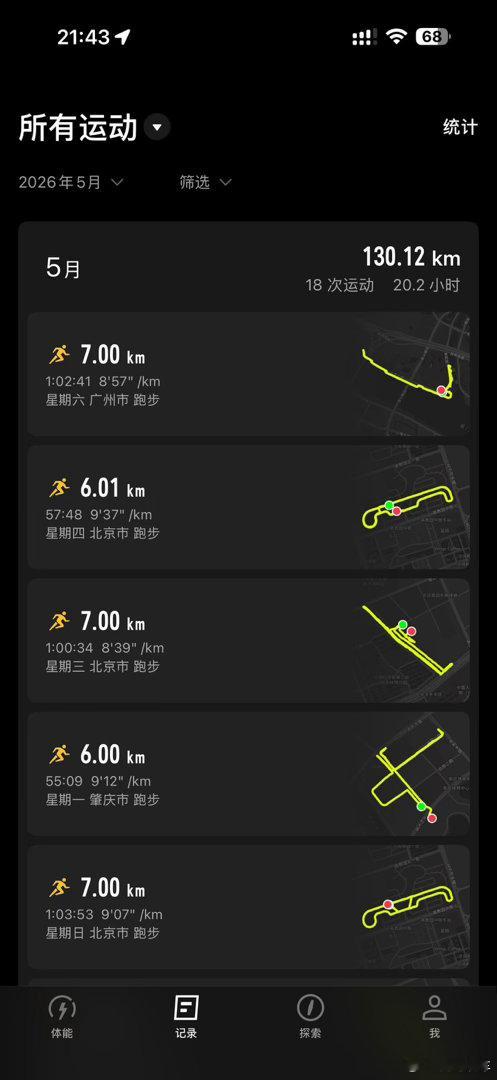 给大家讲个笑话这个月我非常努力跑步有氧干了130公里可是体重一斤没降原因是每