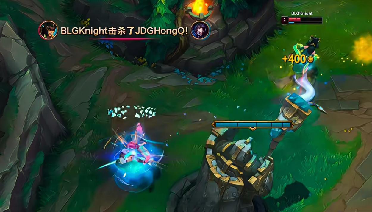 Knight单杀HongQKnight展现对线压制力，二级对拼直接越塔单杀Ho