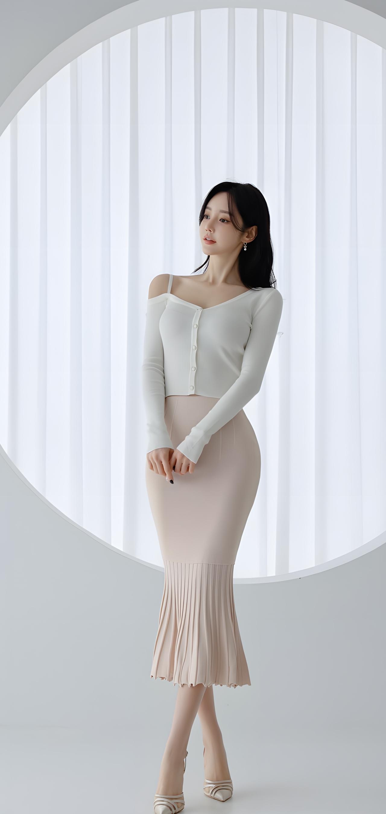 优雅气质穿搭，米色连衣裙搭配高跟鞋，尽显女性魅力！