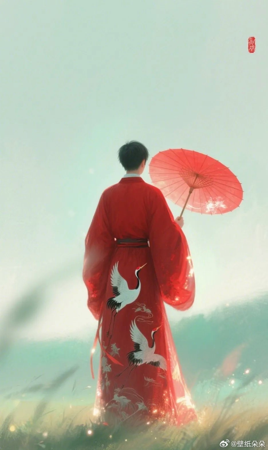 东方古韵红衣少年唯美意境壁纸...
