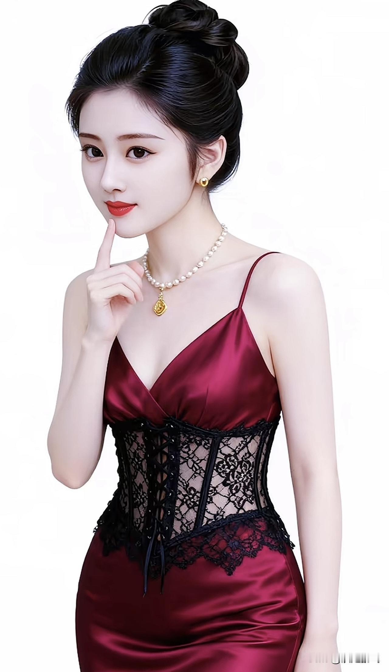 优雅红裙，迷人微笑，精致妆容，气质满分！💃💄👗气质红裙女温婉红裙气质红