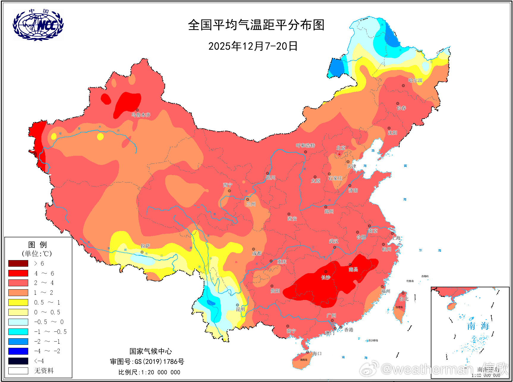 冬至今天冬至。回顾大雪节气期间，全国面积加权平均气温零下0.6℃，偏高2.2℃