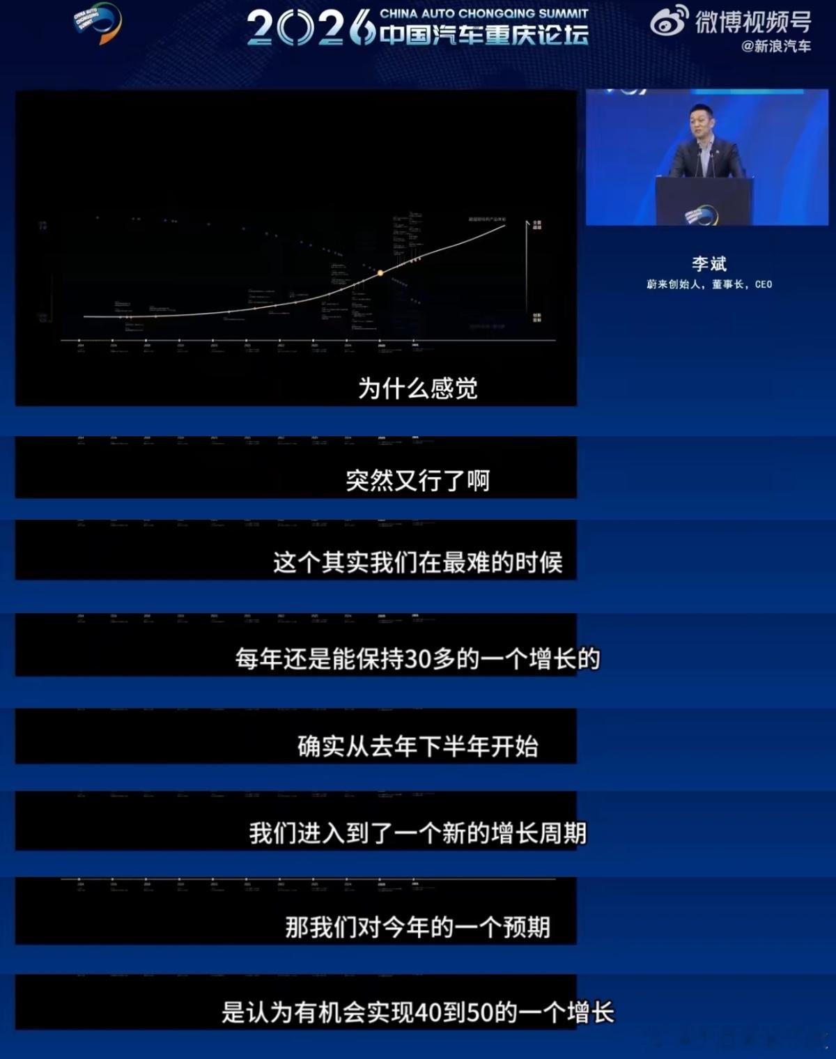 李斌：“从今年下半年开始蔚来进入到新的增长周期，对今年的预期是有机会实现40-