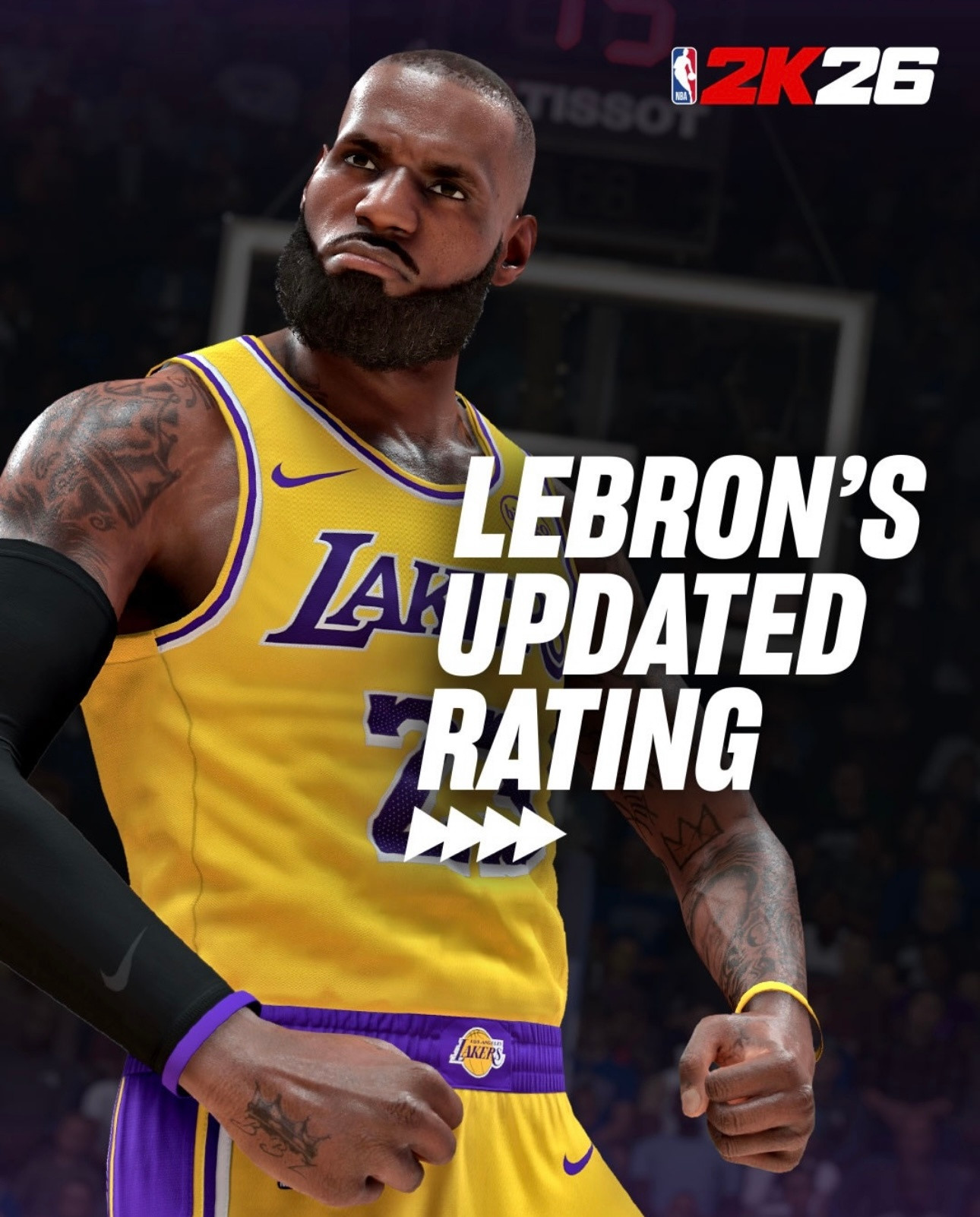 在2K昨天更新后，詹姆斯的总评从94降到92，这是他自从2K5以来的最低值。