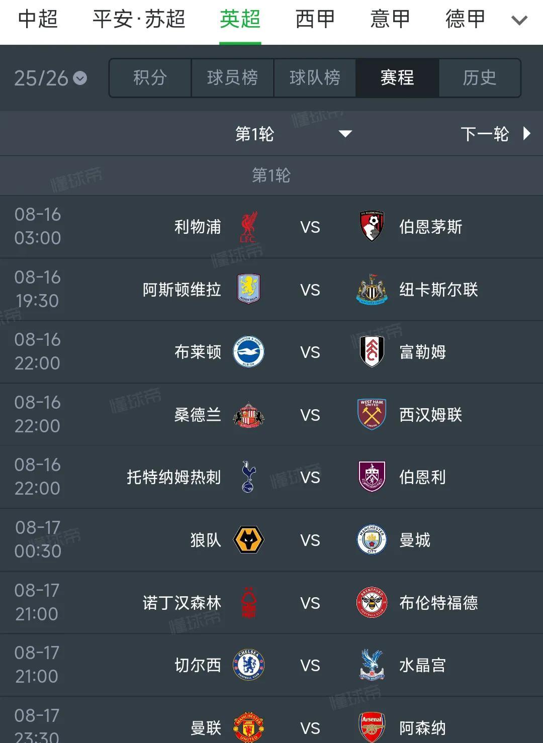 本周英超第一轮比赛开始，一上来就有曼联VS阿森纳的重头戏。利物浦主场拿不下就要