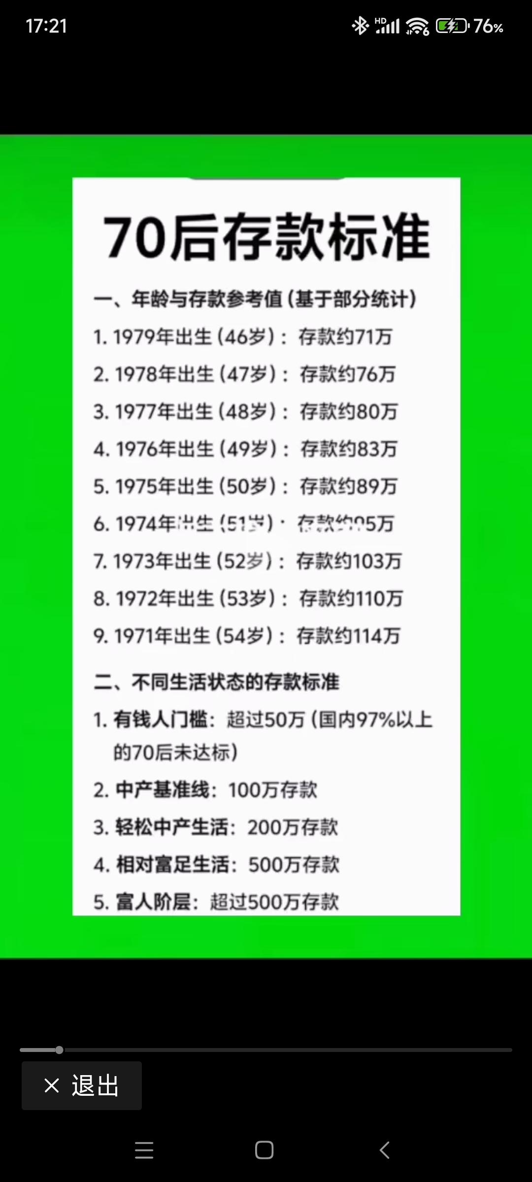 这是哪来的标准啊！真让我汗颜，想找个地缝儿钻进去!从这张表上看，71年出生的存款