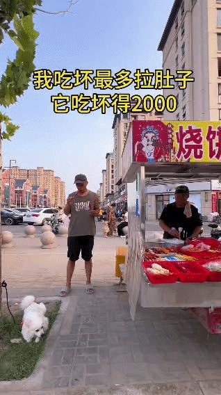刷到个路边摊视频给我笑到拍大腿！刚点开就看见大哥举着从摊贩那买的串冲摊边的