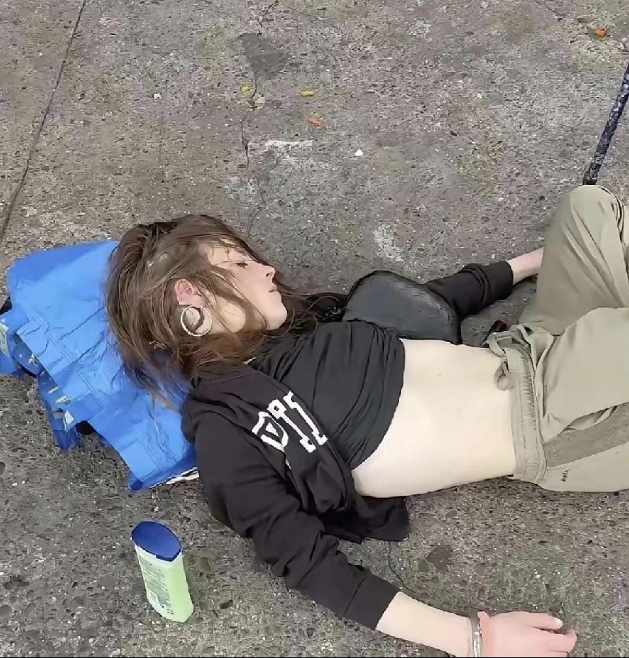 一个横卧街头的美国白人流浪女子，d品成瘾，现在每天只能静静的等待死亡。那个白