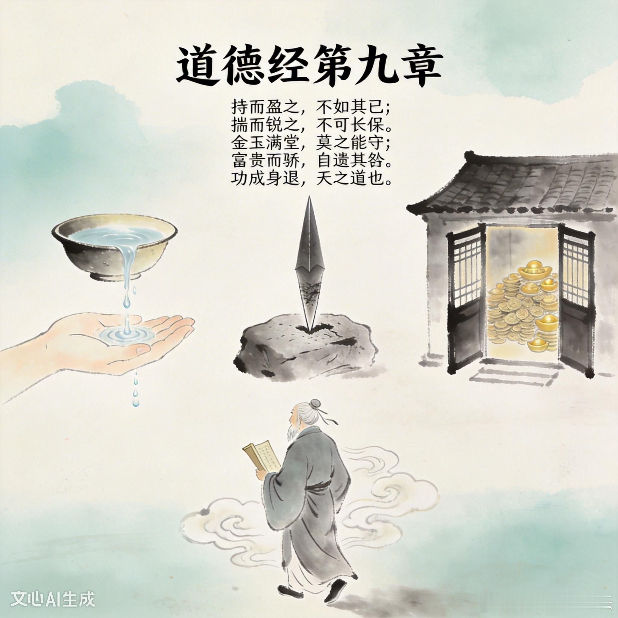 道德经·第九章（原文+注音+译文+速记卡）一、原文+注音道dào德dé经jīng