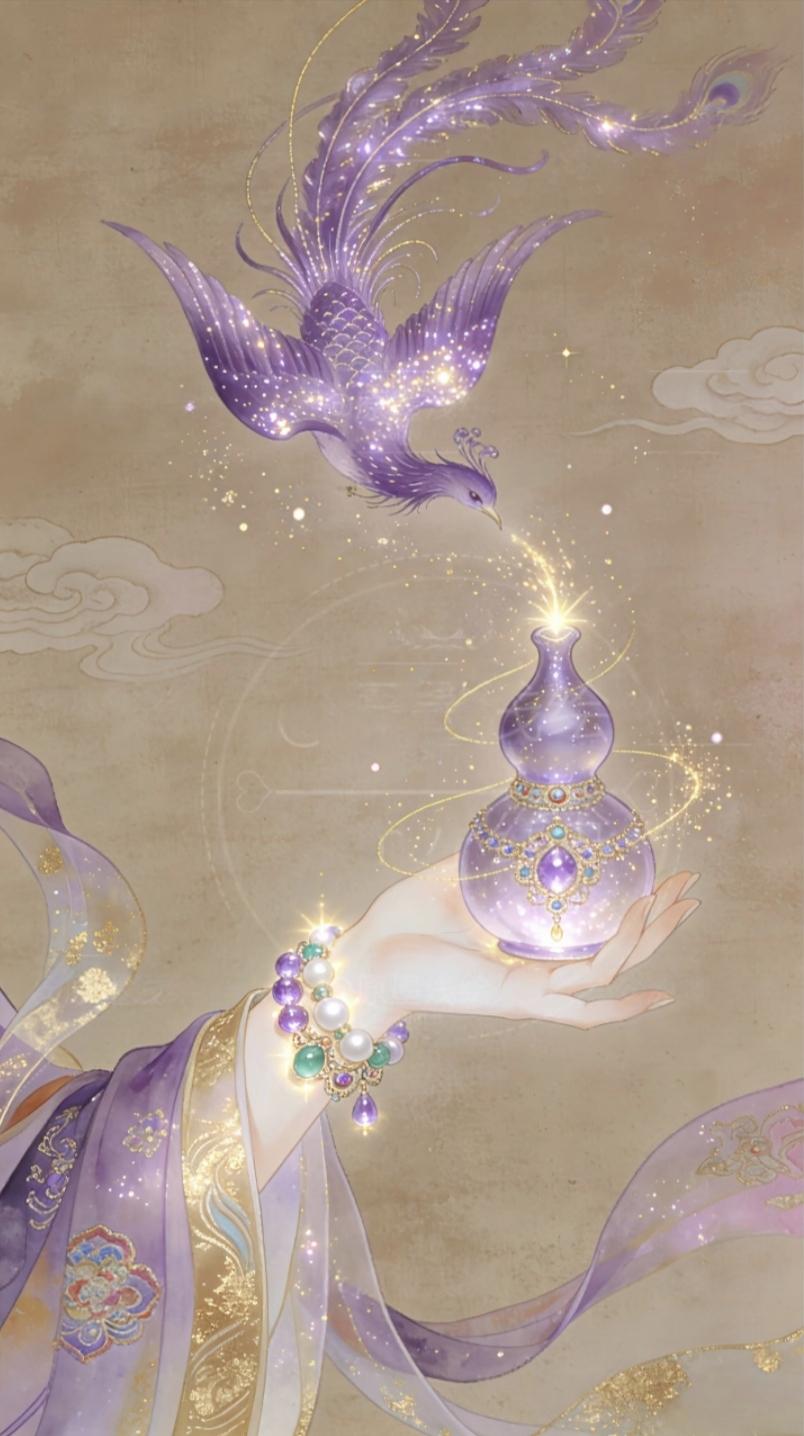 “福禄双全·天降祥瑞…”凤凰衔瑞至，福葫纳千祥‌。传统文化绘画