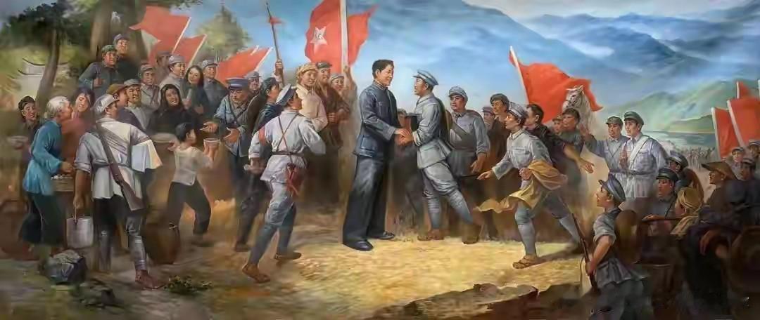 1928年4月，朱德、陈毅率南昌起义余部抵达井冈山，与毛主席率领的秋收起义部队会