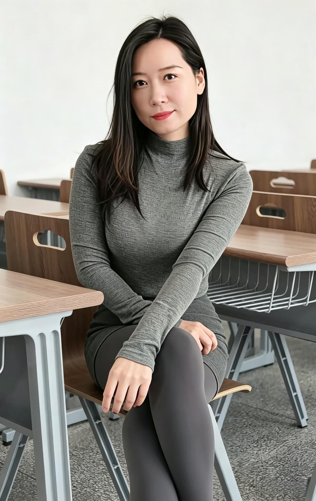 秀质天然不染尘，幽眸婉转见温存。修身常带端庄气，举步皆含温婉魂。课室柔光融静