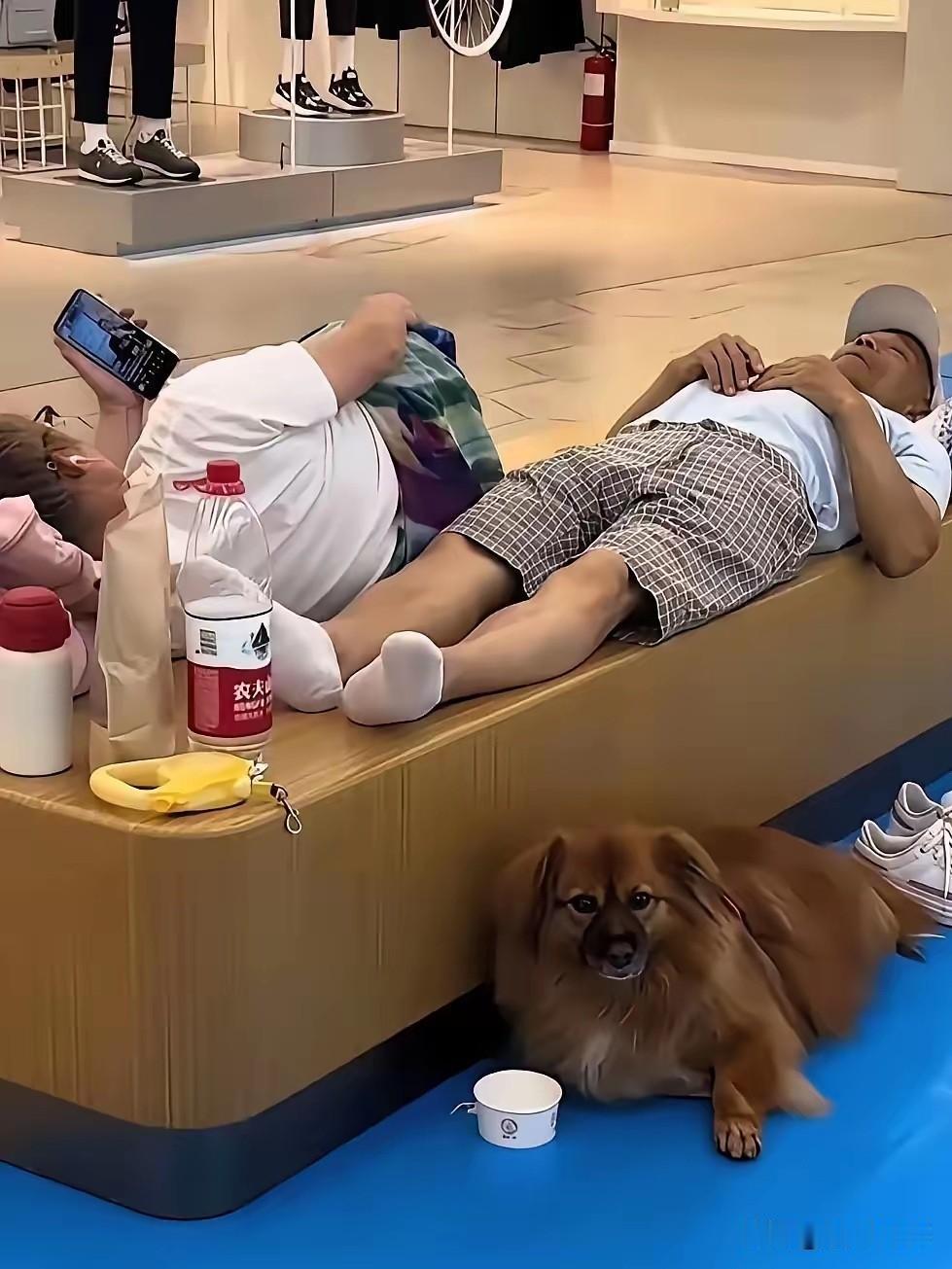 天津这对大爷大妈，终于活成了大家讨厌的样子。网传这是天津某商场，一对大爷大妈