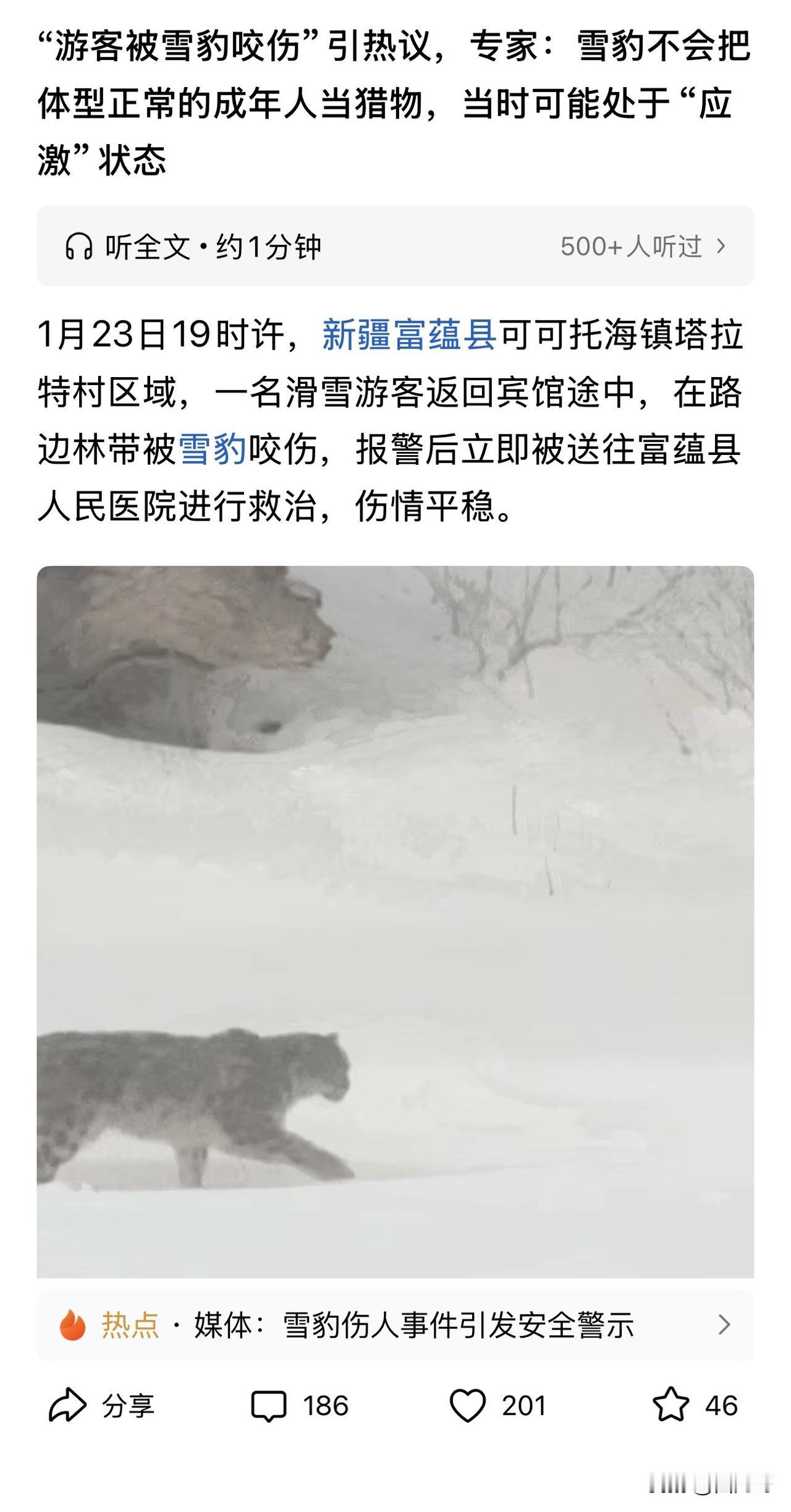 中国把老百姓保护的太好了，以至于忘了一些基本常识。雪豹是野兽，会吃人的，这他妈