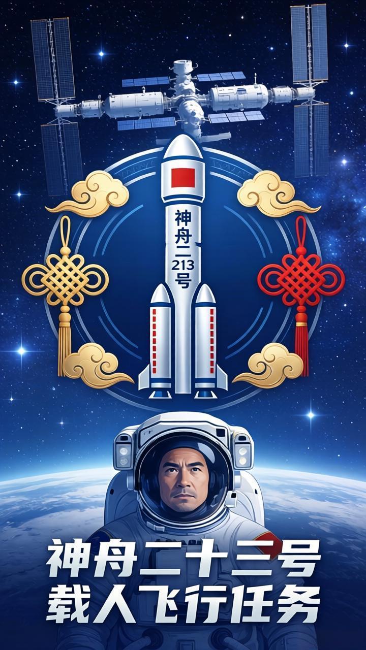 藏在神舟二十三号标识里的浪漫与硬核当神舟二十三号载人飞行任务标识正式亮相的那