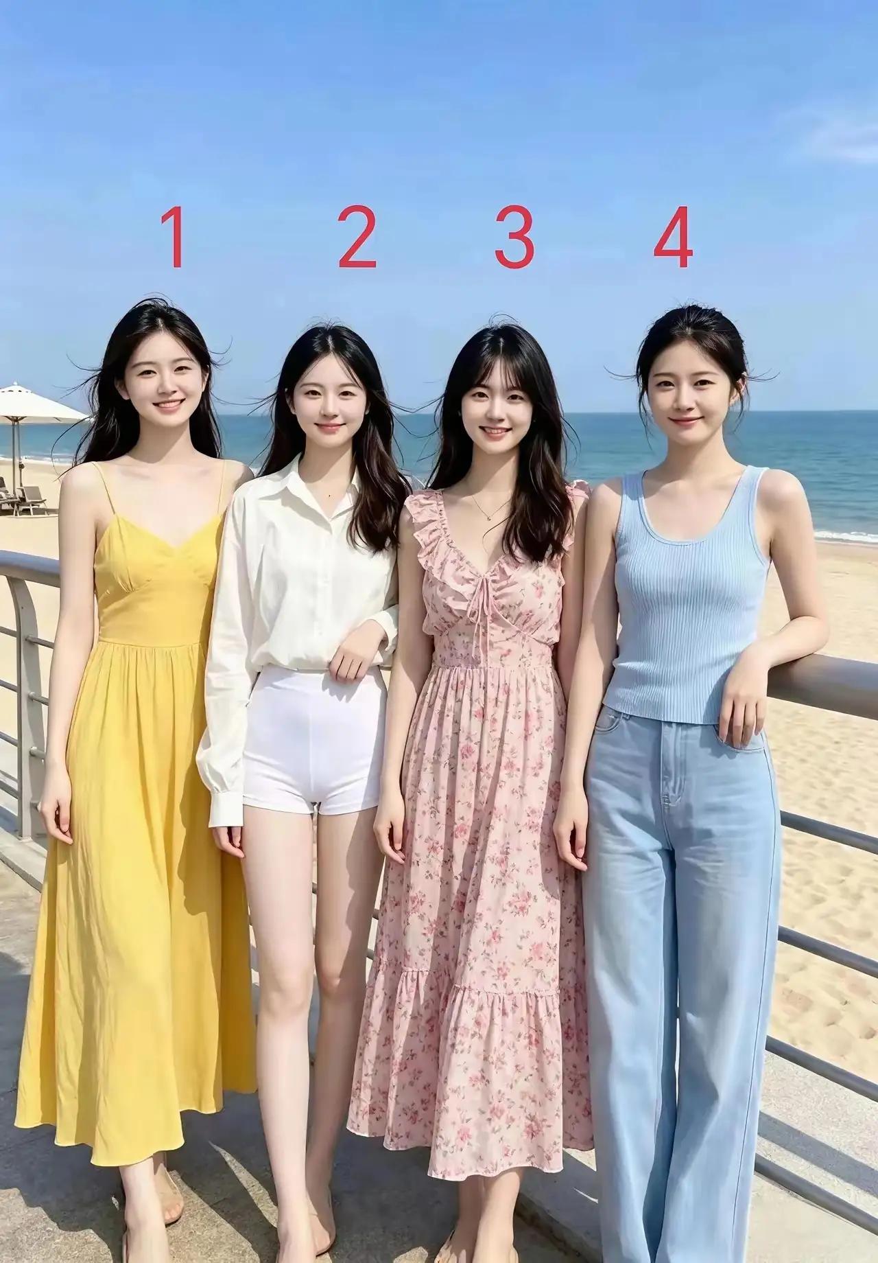 四位小美女，美丽大方，人人爱，我最喜欢4号，她是我的菜，不要和我抢哟。