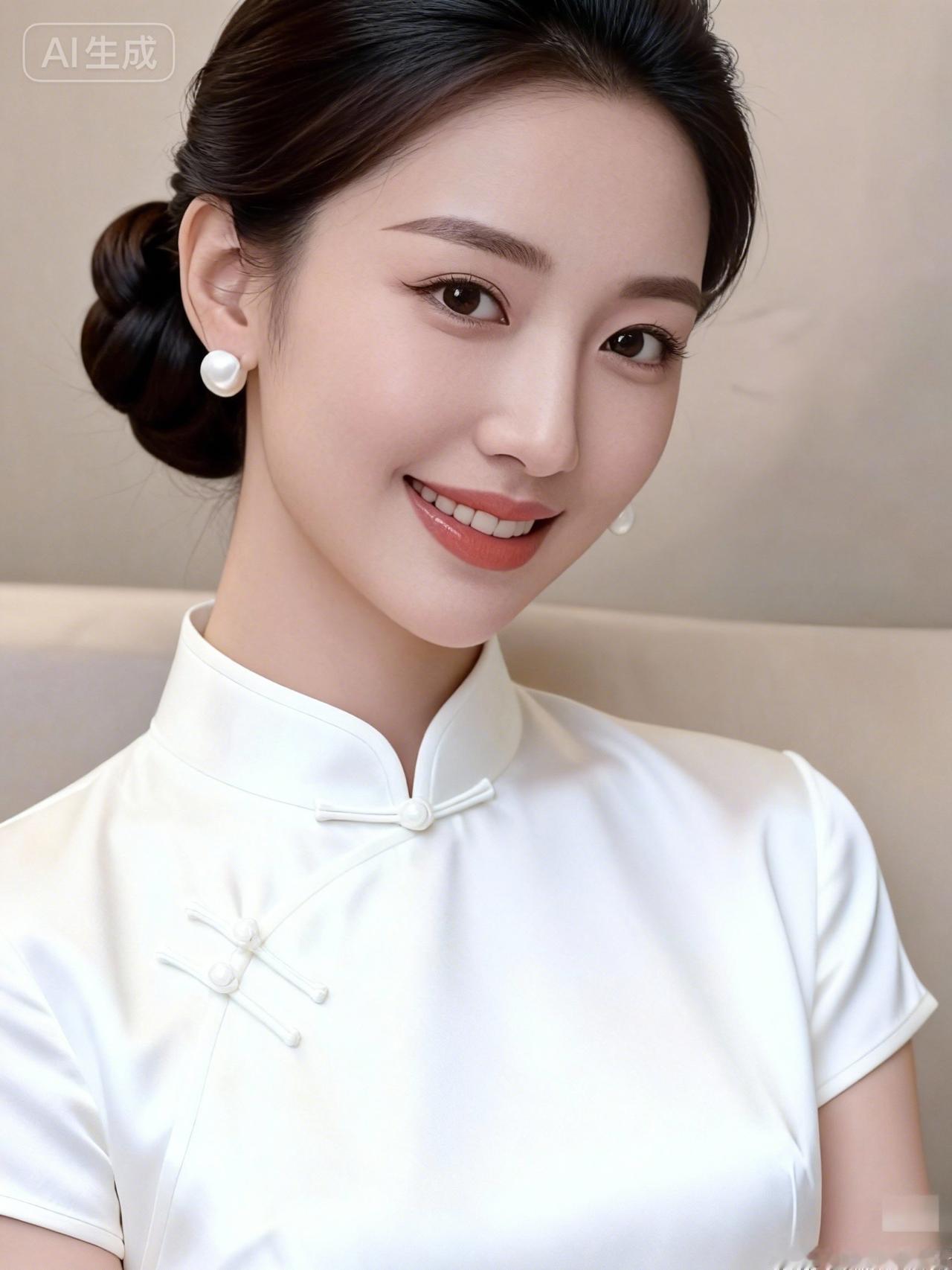 优雅白衬衫，甜美笑容，气质满分！😊✨
