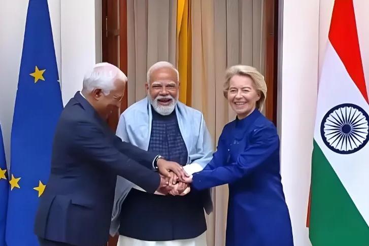 印欧签自贸协定，释放三大信号，美国压力骤增！1月27日，印度总理莫迪与欧盟委员