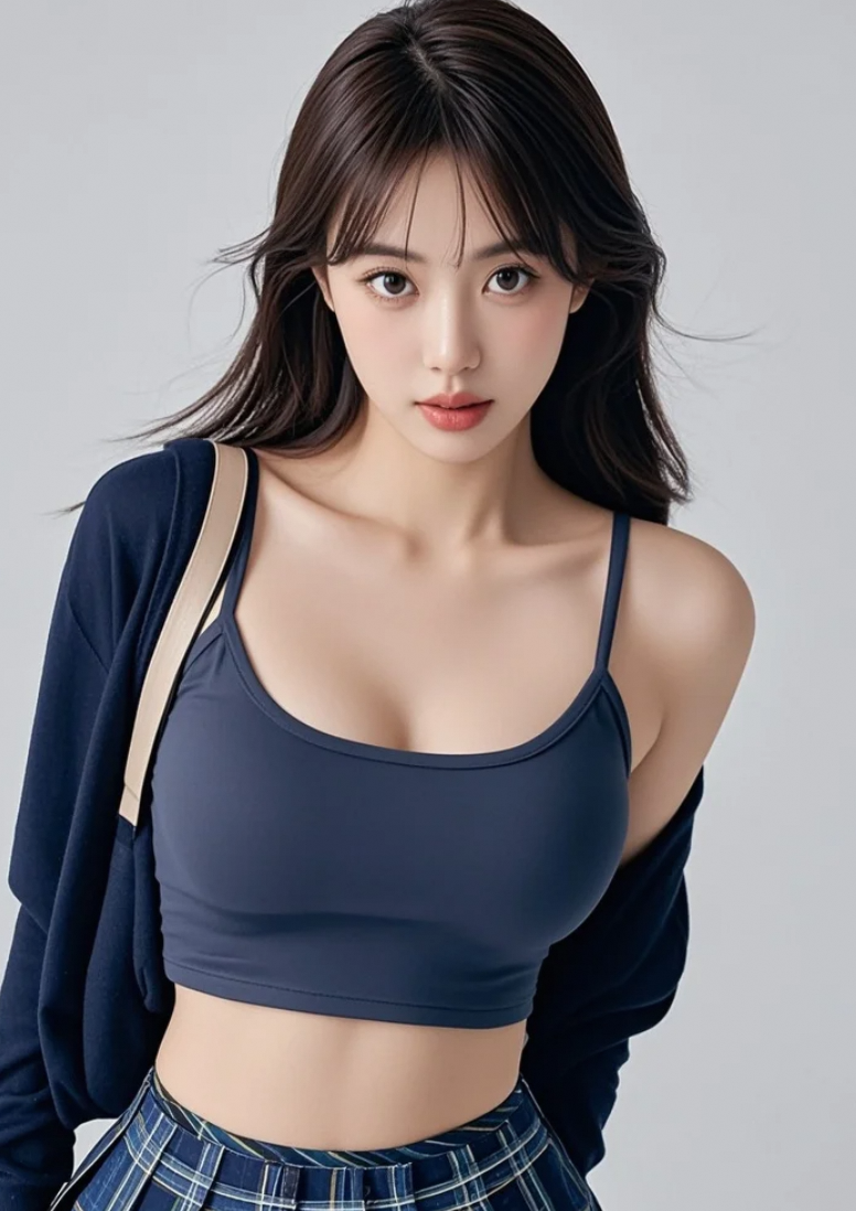 美女着学院风现身户外，文艺清新韵味浓