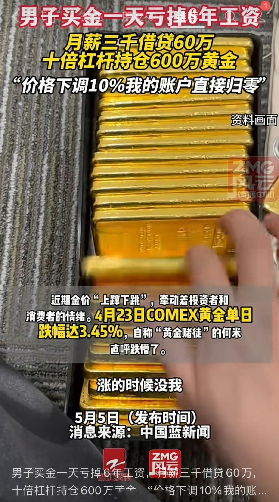 金价突然转跌月薪3千，敢十倍杠杆梭哈[？？？]​​​