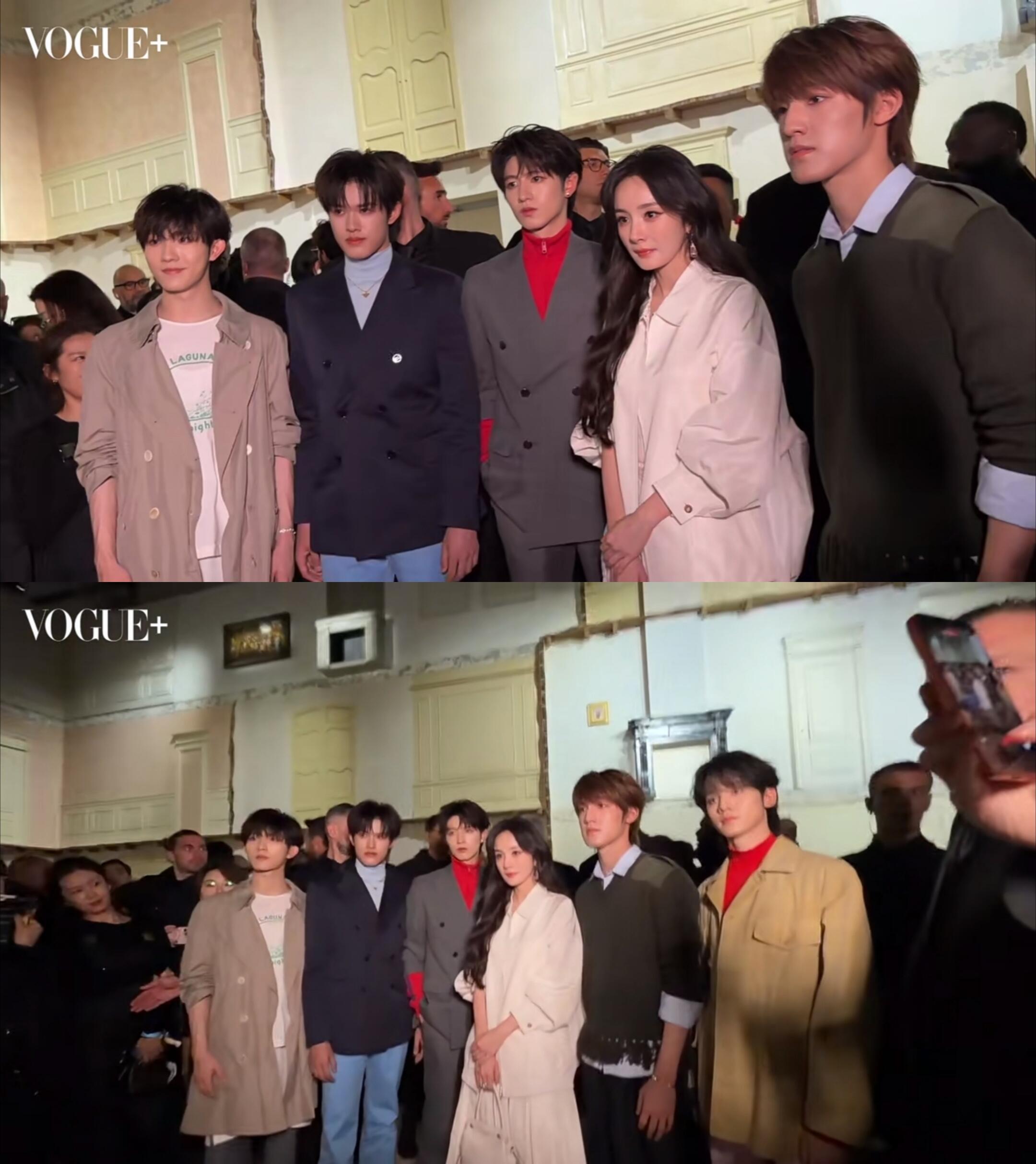 杨幂内娱常青树来的👍杨幂和偶像团体合照从EXOTFBOYS，一路到时代少年