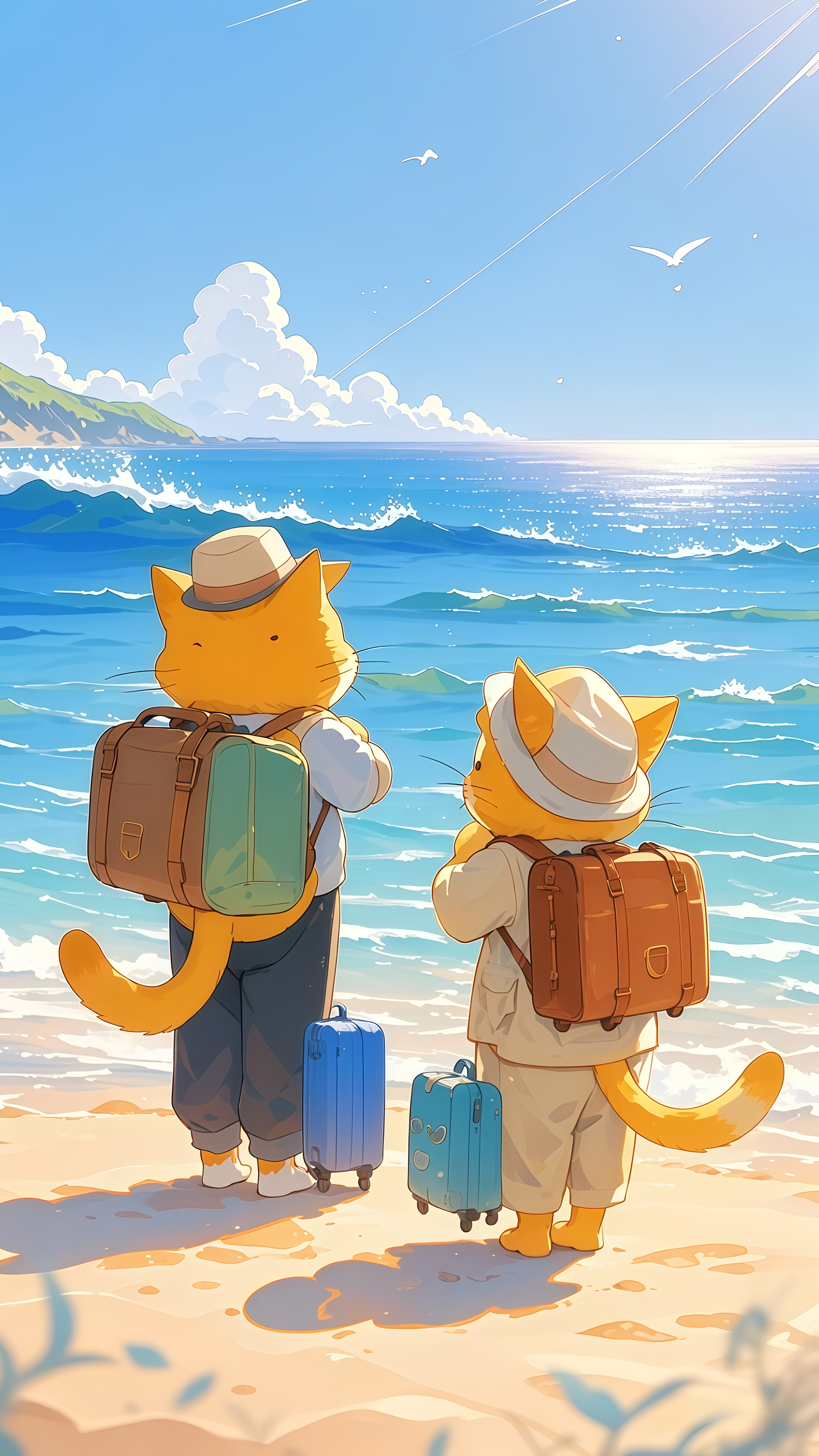 治愈系动漫手机壁纸分享：猫咪的奇怪行为，竟然在“上学”！
