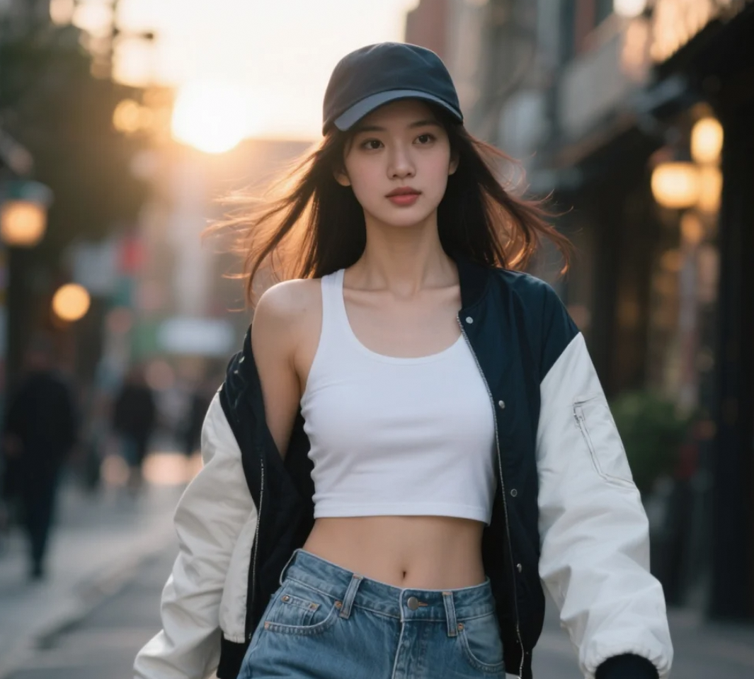 超有型的一套！夹克+牛仔裤展现酷帅女孩魅力
